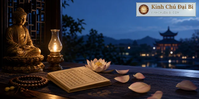 Chuỗi hạt và không gian trì niệm Chú Vãng Sanh